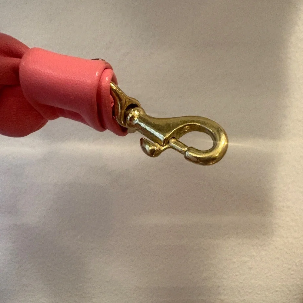 CLARE V Leather Braided Puff Shoulder Strap | Pink | Like New - Picture 2 of 5